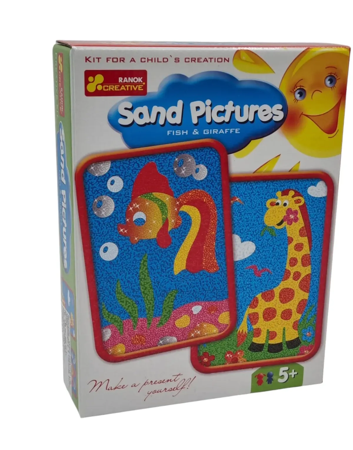 Ranok piešimas smėliu 2 paveiksliukai Žuvytė ir Žirafa