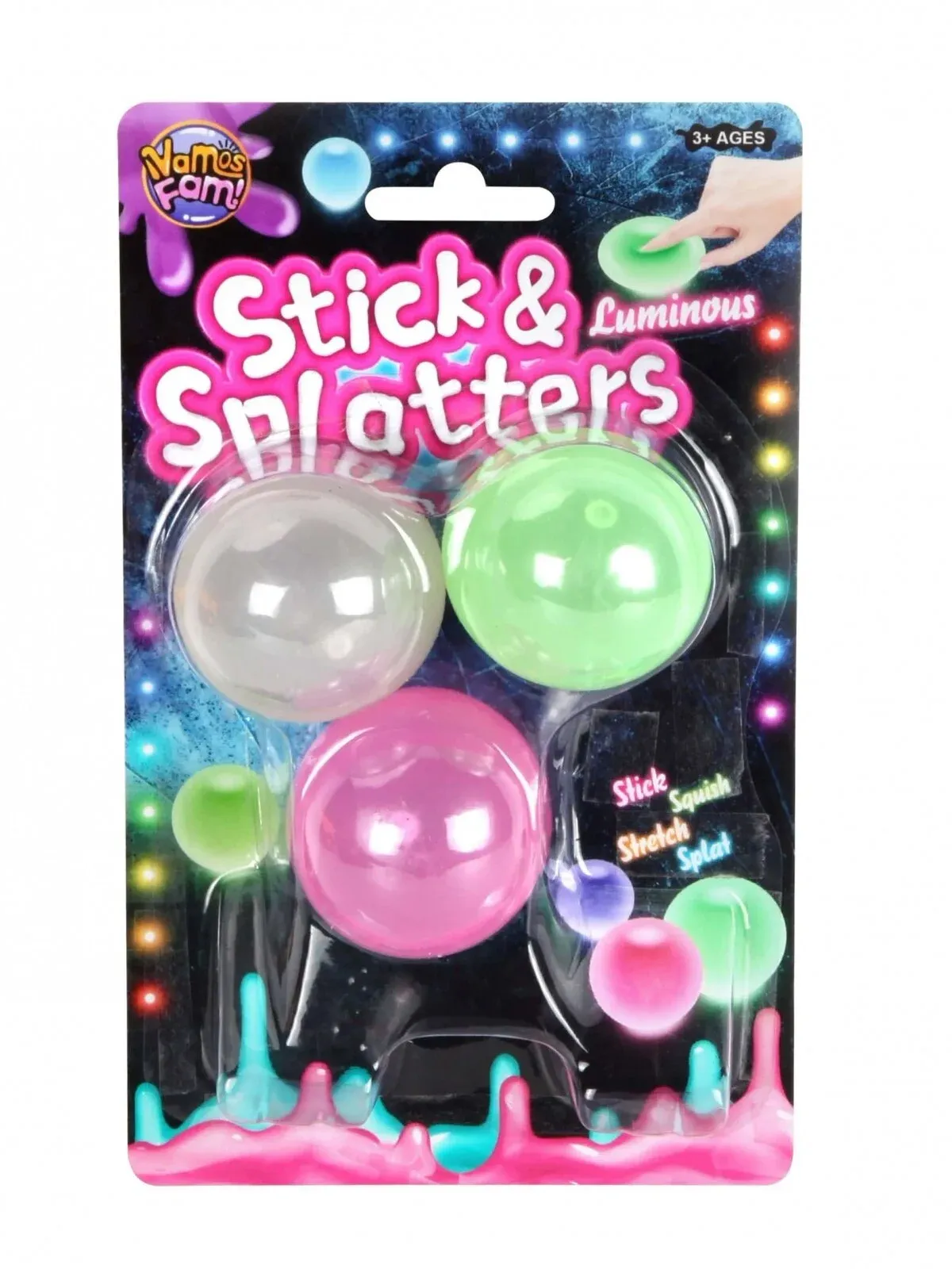 Lipnūs kamuoliukai Globbes antistresai šviečiantys tamsoje