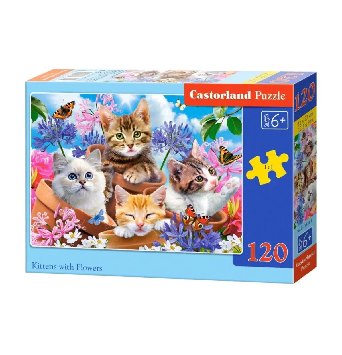 Castorland dėlionė Kittens With Flowers 120 det.