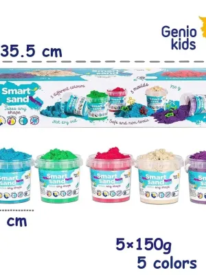 Genio kids išmanusis smėlis rinkinys 5 spalvos, 750 g