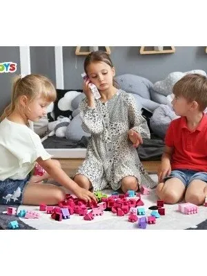 Technok konstruktorius lagamine 90 detalių rožinis