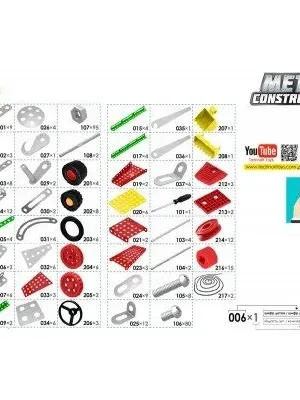 Technok konstruktorius metalinis 381 detalė