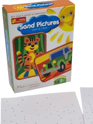 Ranok piešimas smėliu 2 paveiksliukai Džipas ir tigriukas