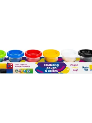 GENIO KIDS Natūralus plastilinas - modelinas, 6 spalvos