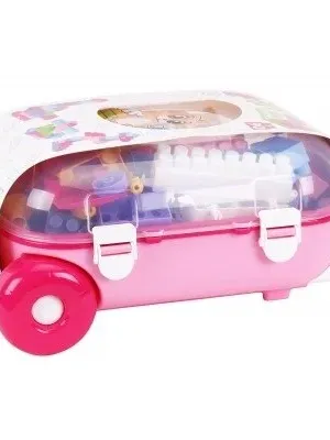 Technok konstruktorius lagamine 90 detalių rožinis