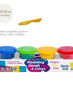 GENIO KIDS Natūralus plastilinas - modelinas, 4 spalvos