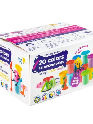 Natūralaus plastilino  modelino rinkinys Fantazijų puokštė Genio Kids 20 spalvų
