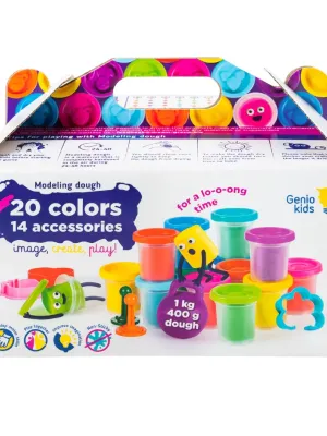 Natūralaus plastilino  modelino rinkinys Fantazijų puokštė Genio Kids 20 spalvų