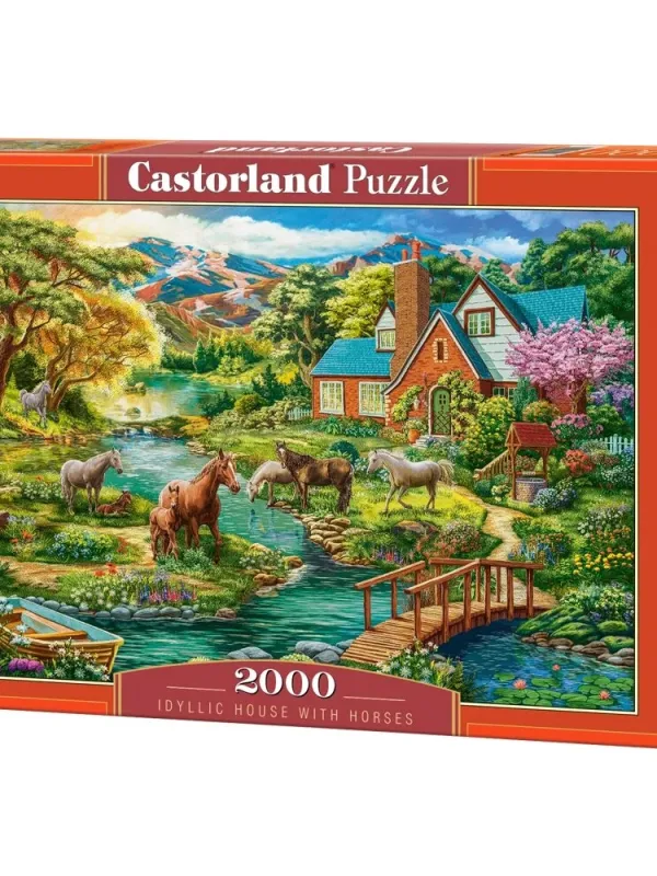 Produktas Castorland dėlionė Idyllic House with Horses 2000 det. Paveikslėlis