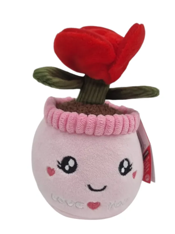 Produktas Pliušinė gėlė rožė vazone 15 cm Paveikslėlis