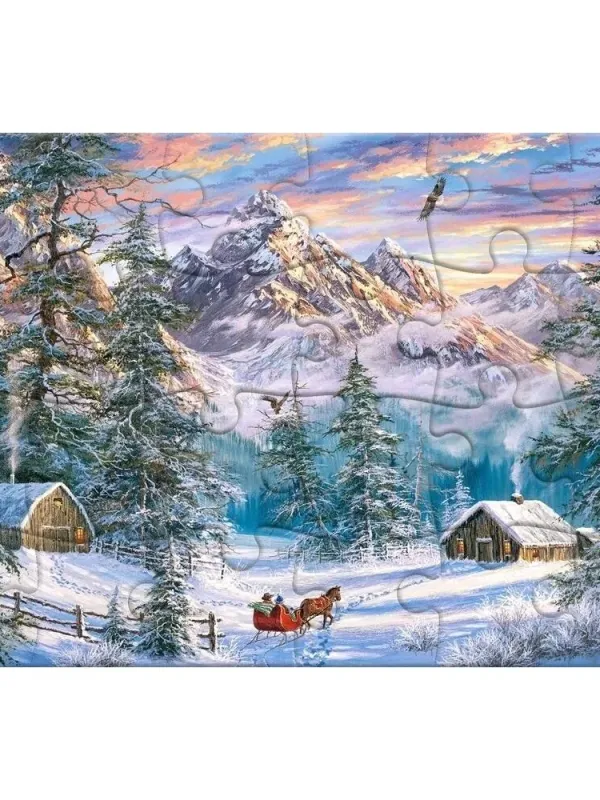 Produktas Castorland atvirukas - dėlionė 24 detalės Mountain Christmas Paveikslėlis