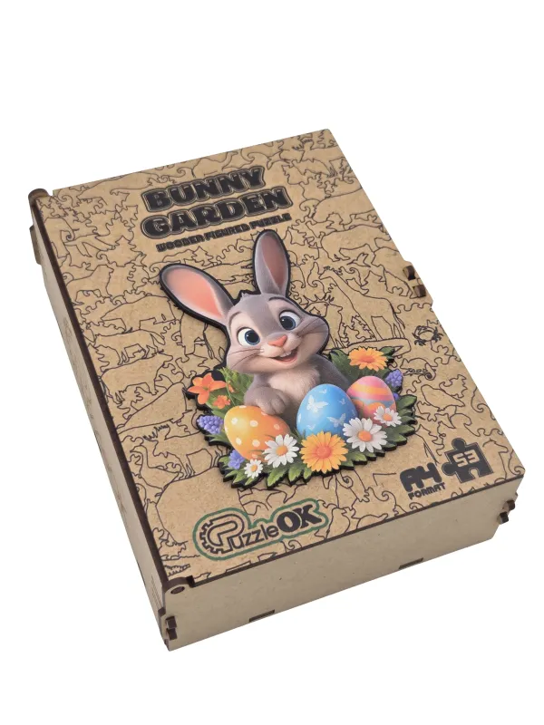 Produktas PUZZLEOK medinė dėlionė Triušis su margučiais 53 detalės Paveikslėlis