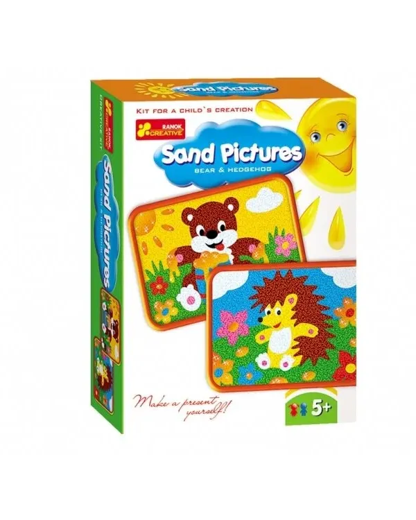 Produktas Ranok piešimas smėliu 2 paveiksliukai Meškiukas ir Ežiukas Paveikslėlis