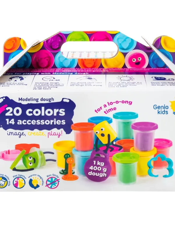 Produktas Natūralaus plastilino  modelino rinkinys Fantazijų puokštė Genio Kids 20 spalvų Paveikslėlis